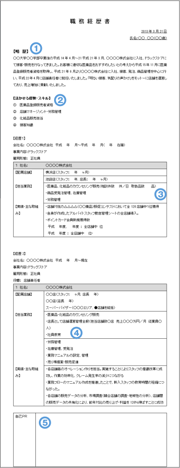 登録販売者の職務経歴書のポイント